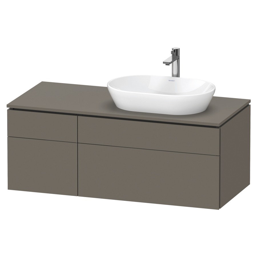 Élément inférieur L-CUBE
122,0 x 48,2 x 55,0 cm
suspendu, 2 éléments à chacun
2 tiroirs, pour lavabo
à droite, découpe de siphon
inclus