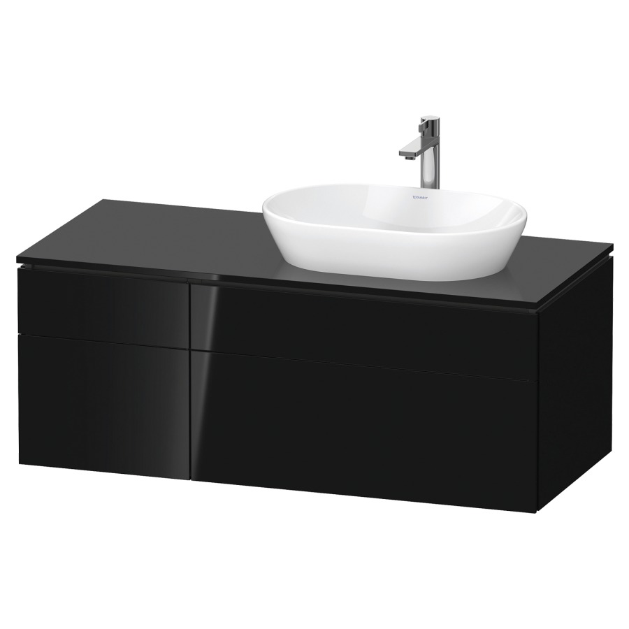 Élément inférieur L-CUBE
122,0 x 48,2 x 55,0 cm
suspendu, 2 éléments à chacun
2 tiroirs, pour lavabo
à droite, découpe de siphon
inclus