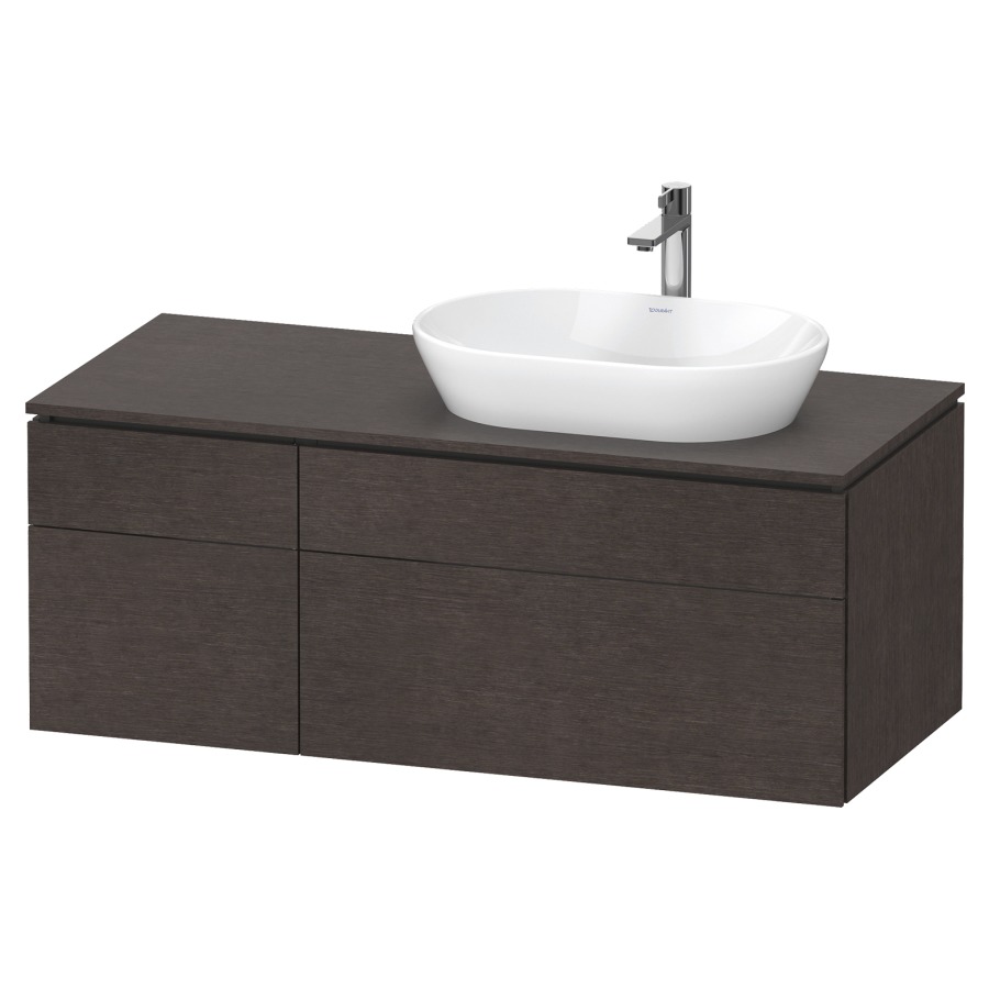 Élément inférieur L-CUBE
122,0 x 48,2 x 55,0 cm
suspendu, 2 éléments à chacun
2 tiroirs, pour lavabo
à droite, découpe de siphon
inclus
