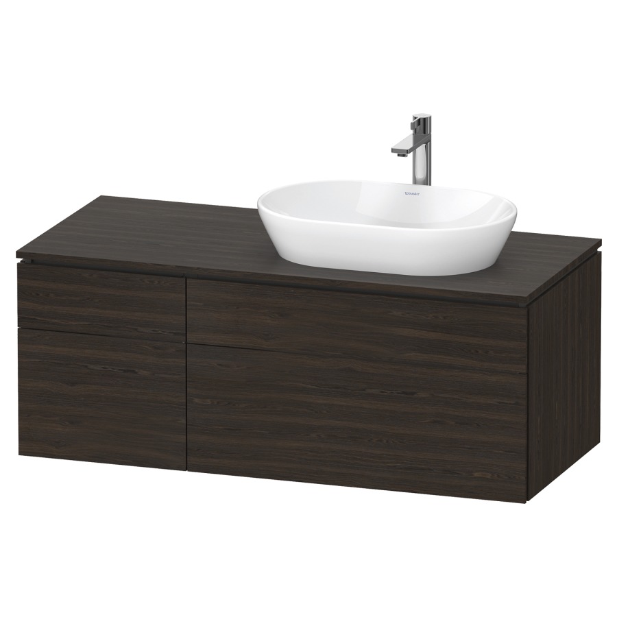 Élément inférieur L-CUBE
122,0 x 48,2 x 55,0 cm
suspendu, 2 éléments à chacun
2 tiroirs, pour lavabo
à droite, découpe de siphon
inclus