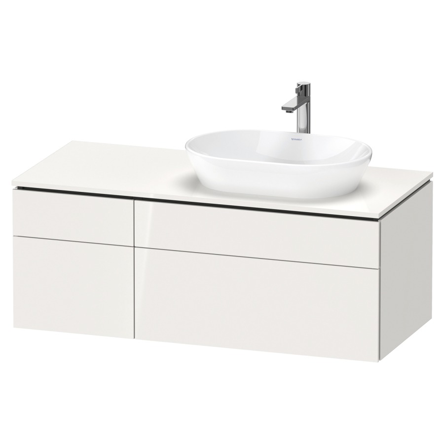 Élément inférieur L-CUBE
122,0 x 48,2 x 55,0 cm
suspendu, 2 éléments à chacun
2 tiroirs, pour lavabo
à droite, découpe de siphon
inclus
