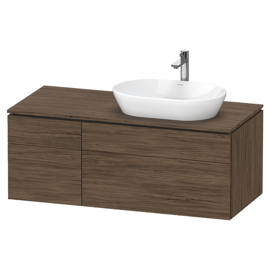 Élément inférieur L-CUBE
122,0 x 48,2 x 55,0 cm
suspendu, 2 éléments à chacun
2 tiroirs, pour lavabo
à droite, découpe de siphon
inclus
