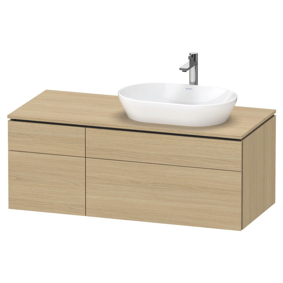 Élément inférieur L-CUBE
122,0 x 48,2 x 55,0 cm
suspendu, 2 éléments à chacun
2 tiroirs, pour lavabo
à droite, découpe de siphon
inclus