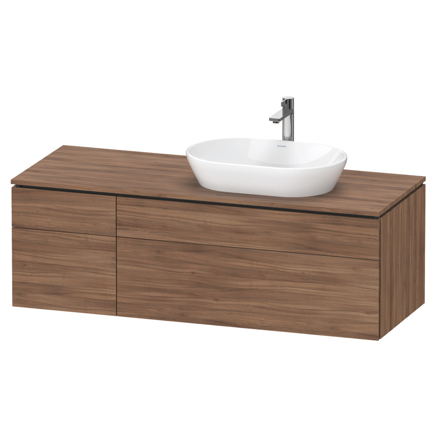 Élément inférieur L-CUBE
142,0 x 48,2 x 55,0 cm
suspendu, 2 éléments à chacun
2 tiroirs, pour lavabo
à droite, découpe de siphon
inclus