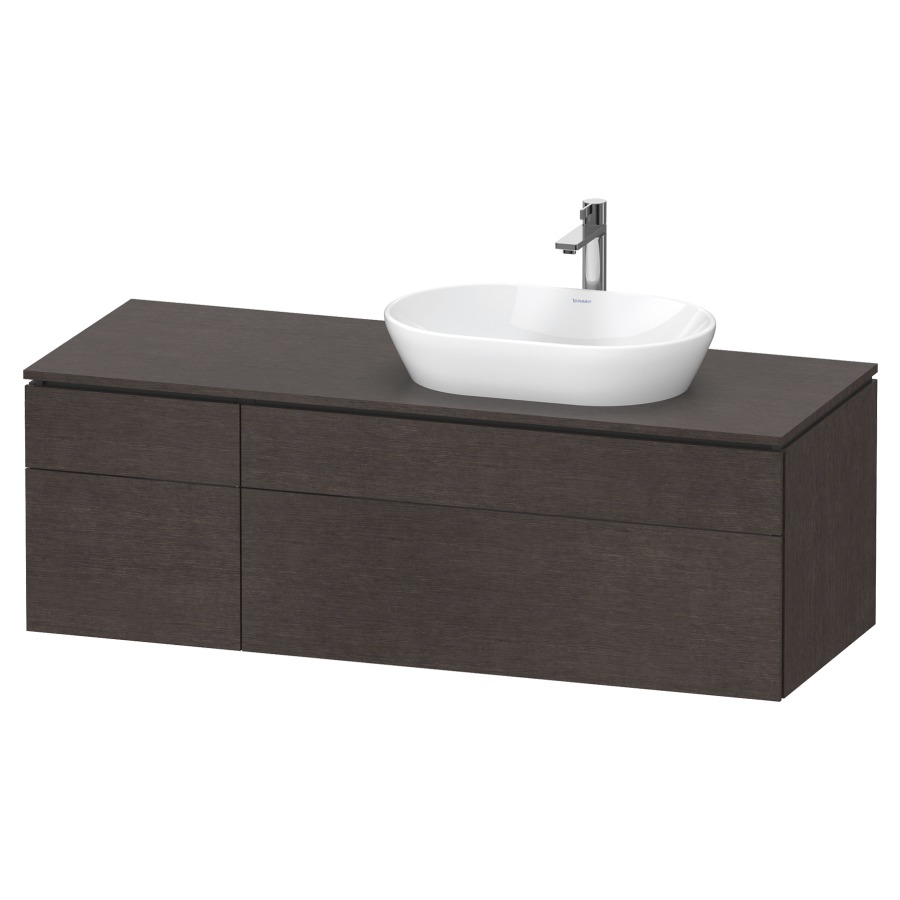 Élément inférieur L-CUBE
142,0 x 48,2 x 55,0 cm
suspendu, 2 éléments à chacun
2 tiroirs, pour lavabo
à droite, découpe de siphon
inclus