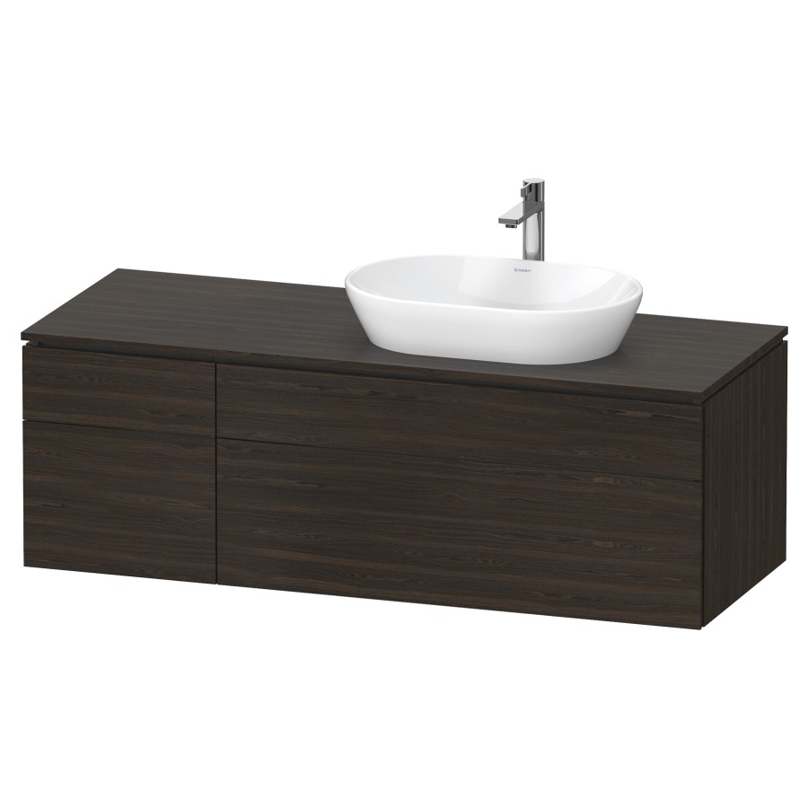 Élément inférieur L-CUBE
142,0 x 48,2 x 55,0 cm
suspendu, 2 éléments à chacun
2 tiroirs, pour lavabo
à droite, découpe de siphon
inclus