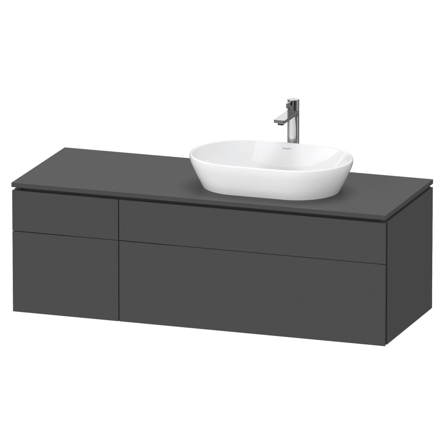 Élément inférieur L-CUBE
142,0 x 48,2 x 55,0 cm
suspendu, 2 éléments à chacun
2 tiroirs, pour lavabo
à droite, découpe de siphon
inclus