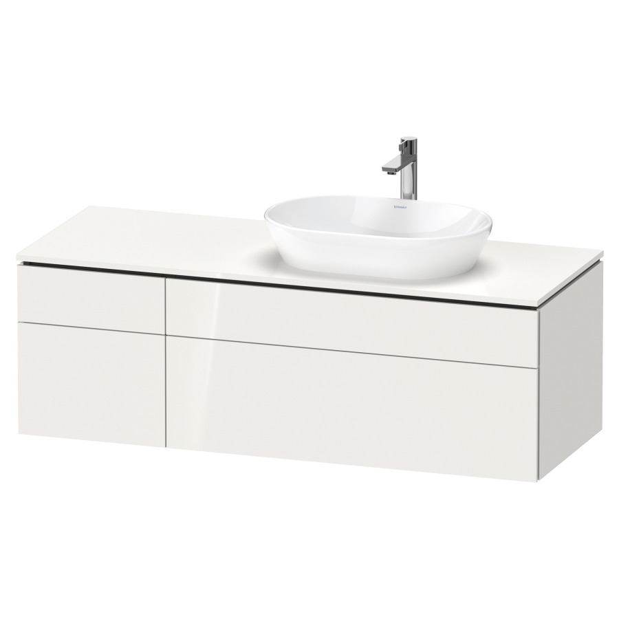 Élément inférieur L-CUBE
142,0 x 48,2 x 55,0 cm
suspendu, 2 éléments à chacun
2 tiroirs, pour lavabo
à droite, découpe de siphon
inclus