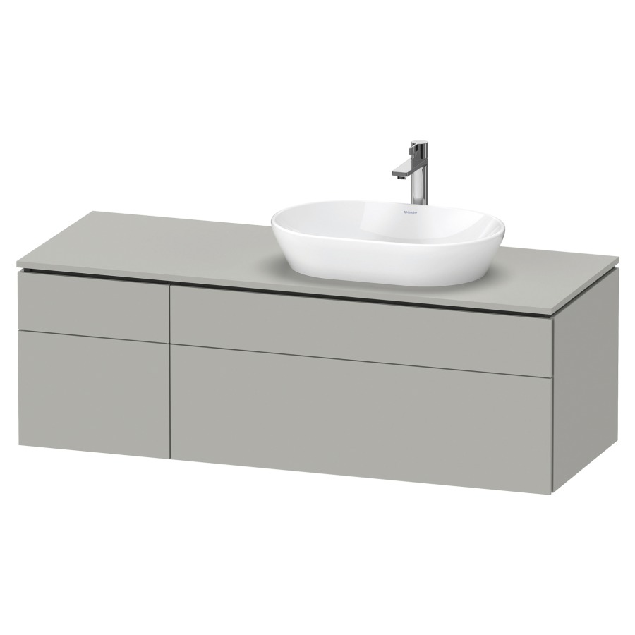 Élément inférieur L-CUBE
142,0 x 48,2 x 55,0 cm
suspendu, 2 éléments à chacun
2 tiroirs, pour lavabo
à droite, découpe de siphon
inclus