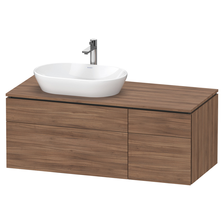 Élément inférieur L-CUBE
122,0 x 48,2 x 55,0 cm
suspendu, 2 éléments à chacun
2 tiroirs, pour lavabo
à gauche, découpe de siphon
inclus