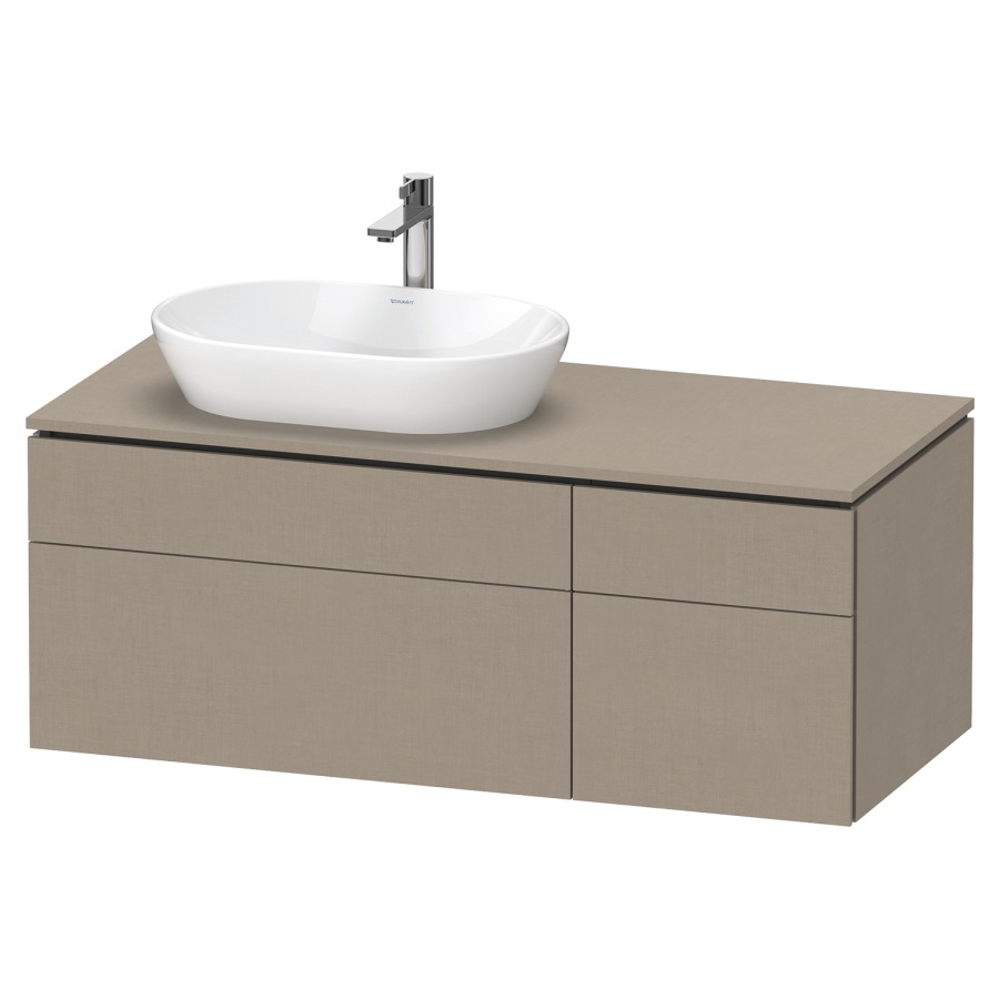Élément inférieur L-CUBE
122,0 x 48,2 x 55,0 cm
suspendu, 2 éléments à chacun
2 tiroirs, pour lavabo
à gauche, découpe de siphon
inclus