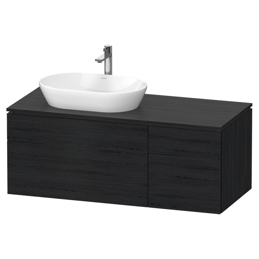 Élément inférieur L-CUBE
122,0 x 48,2 x 55,0 cm
suspendu, 2 éléments à chacun
2 tiroirs, pour lavabo
à gauche, découpe de siphon
inclus