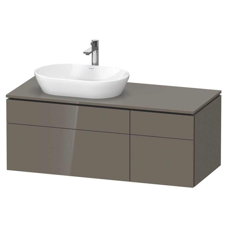 Élément inférieur L-CUBE
122,0 x 48,2 x 55,0 cm
suspendu, 2 éléments à chacun
2 tiroirs, pour lavabo
à gauche, découpe de siphon
inclus