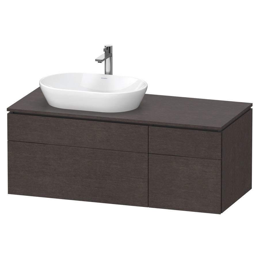 Élément inférieur L-CUBE
122,0 x 48,2 x 55,0 cm
suspendu, 2 éléments à chacun
2 tiroirs, pour lavabo
à gauche, découpe de siphon
inclus
