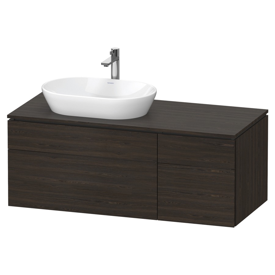 Élément inférieur L-CUBE
122,0 x 48,2 x 55,0 cm
suspendu, 2 éléments à chacun
2 tiroirs, pour lavabo
à gauche, découpe de siphon
inclus