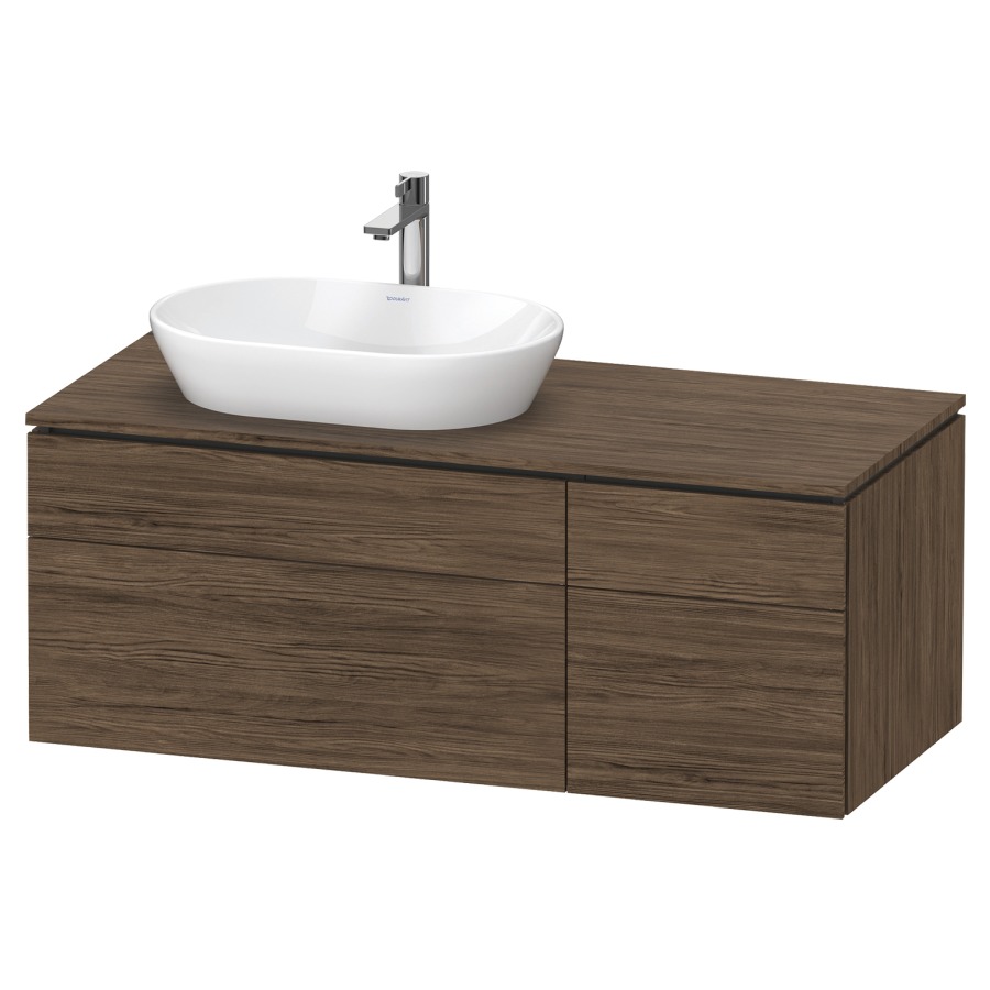 Élément inférieur L-CUBE
122,0 x 48,2 x 55,0 cm
suspendu, 2 éléments à chacun
2 tiroirs, pour lavabo
à gauche, découpe de siphon
inclus