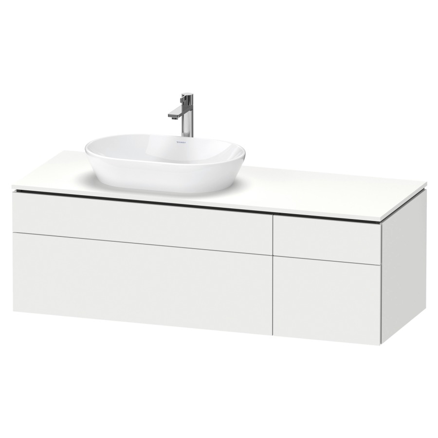 Élément inférieur L-CUBE
142,0 x 48,2 x 55,0 cm
suspendu, 2 éléments à chacun
2 tiroirs, pour lavabo
à gauche, découpe de siphon
inclus