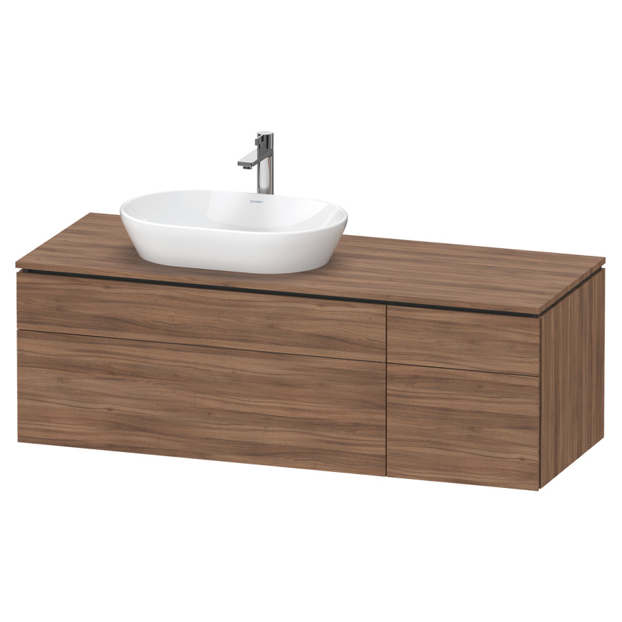 Élément inférieur L-CUBE
142,0 x 48,2 x 55,0 cm
suspendu, 2 éléments à chacun
2 tiroirs, pour lavabo
à gauche, découpe de siphon
inclus