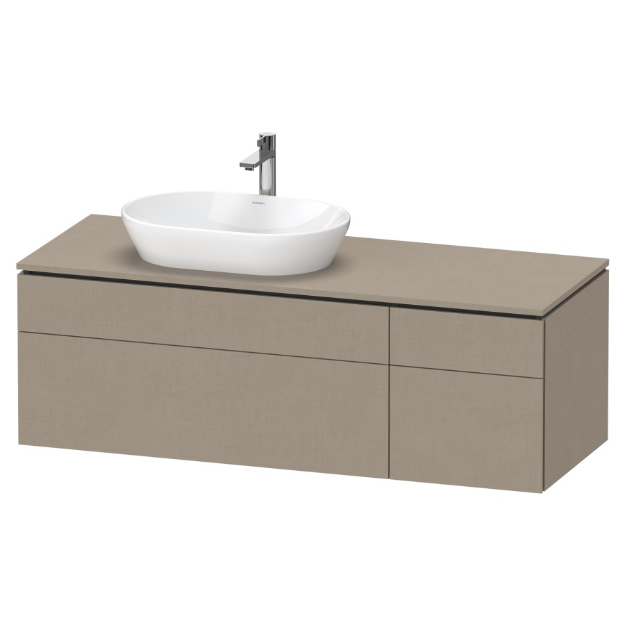Élément inférieur L-CUBE
142,0 x 48,2 x 55,0 cm
suspendu, 2 éléments à chacun
2 tiroirs, pour lavabo
à gauche, découpe de siphon
inclus