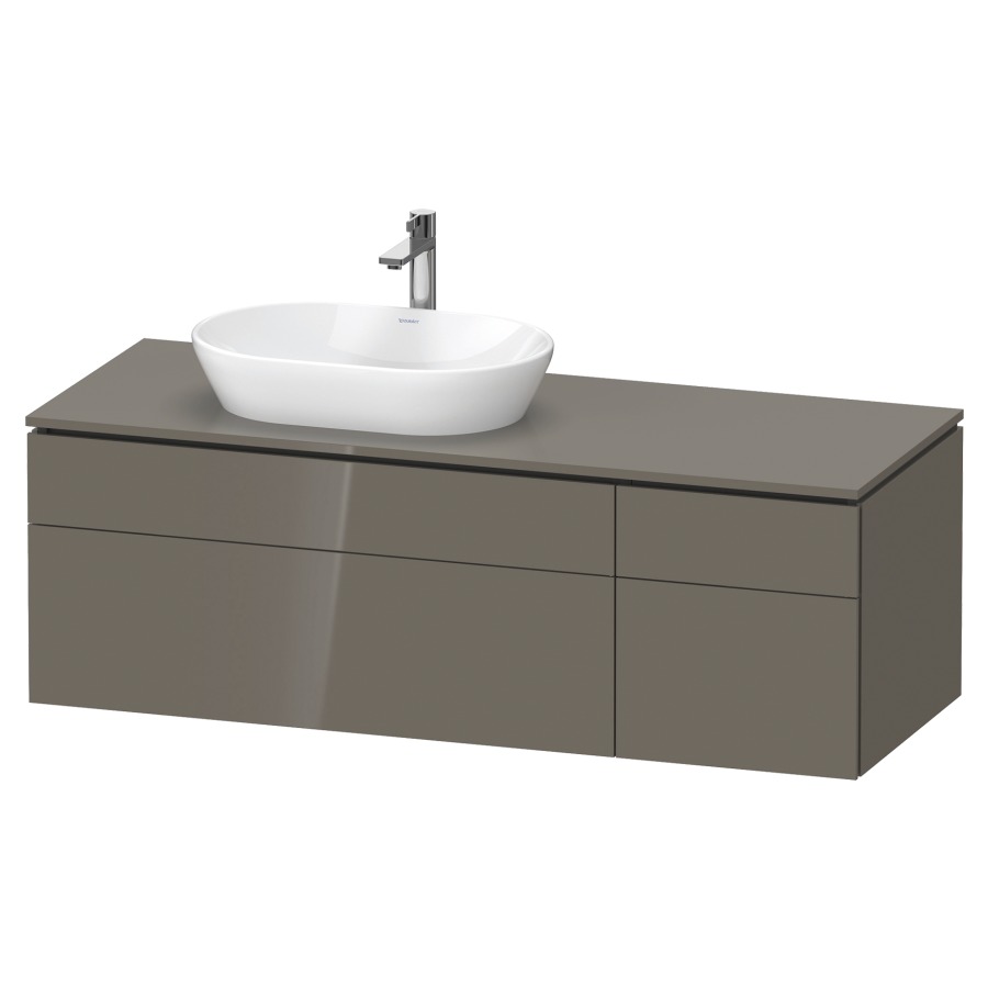 Élément inférieur L-CUBE
142,0 x 48,2 x 55,0 cm
suspendu, 2 éléments à chacun
2 tiroirs, pour lavabo
à gauche, découpe de siphon
inclus