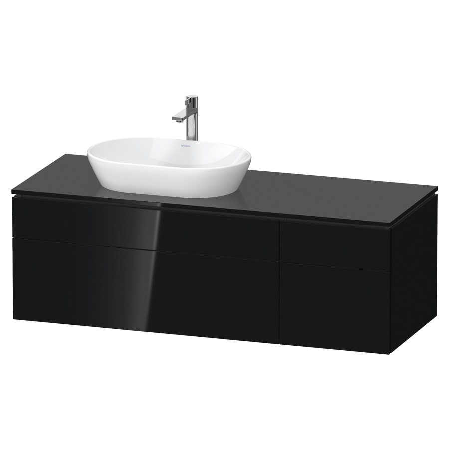 Élément inférieur L-CUBE
142,0 x 48,2 x 55,0 cm
suspendu, 2 éléments à chacun
2 tiroirs, pour lavabo
à gauche, découpe de siphon
inclus