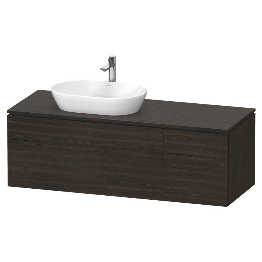 Élément inférieur L-CUBE
142,0 x 48,2 x 55,0 cm
suspendu, 2 éléments à chacun
2 tiroirs, pour lavabo
à gauche, découpe de siphon
inclus