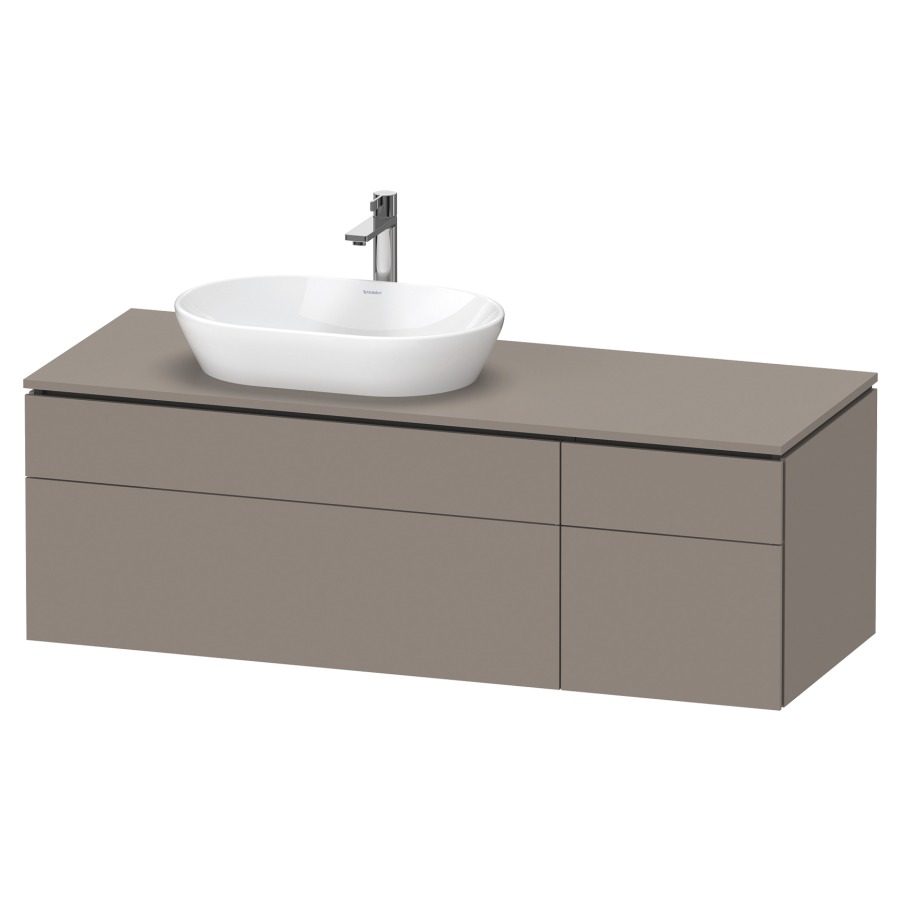 Élément inférieur L-CUBE
142,0 x 48,2 x 55,0 cm
suspendu, 2 éléments à chacun
2 tiroirs, pour lavabo
à gauche, découpe de siphon
inclus
