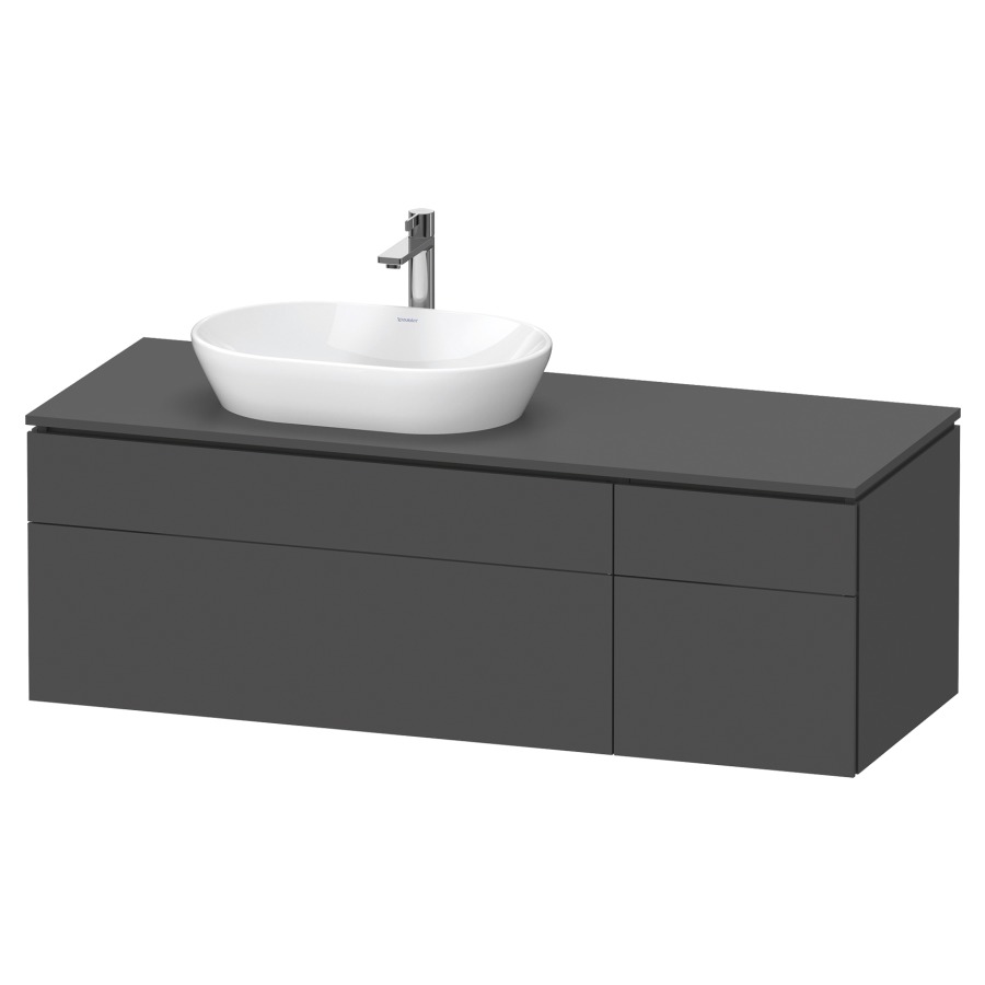 Élément inférieur L-CUBE
142,0 x 48,2 x 55,0 cm
suspendu, 2 éléments à chacun
2 tiroirs, pour lavabo
à gauche, découpe de siphon
inclus
