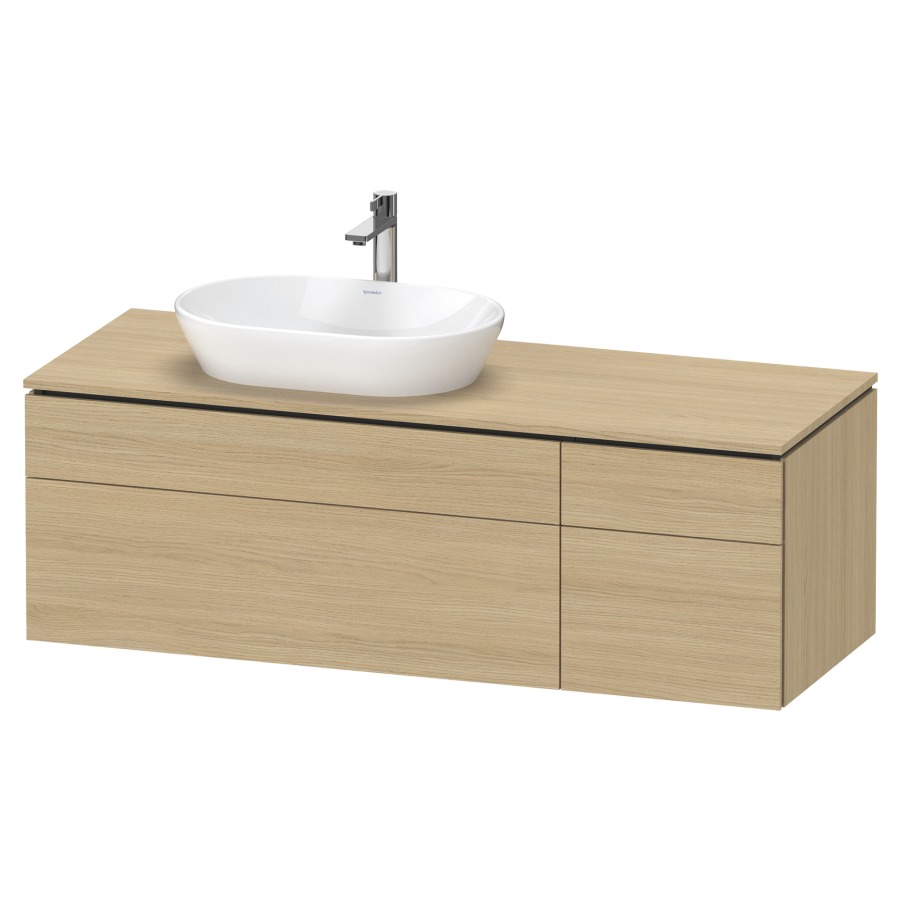 Élément inférieur L-CUBE
142,0 x 48,2 x 55,0 cm
suspendu, 2 éléments à chacun
2 tiroirs, pour lavabo
à gauche, découpe de siphon
inclus