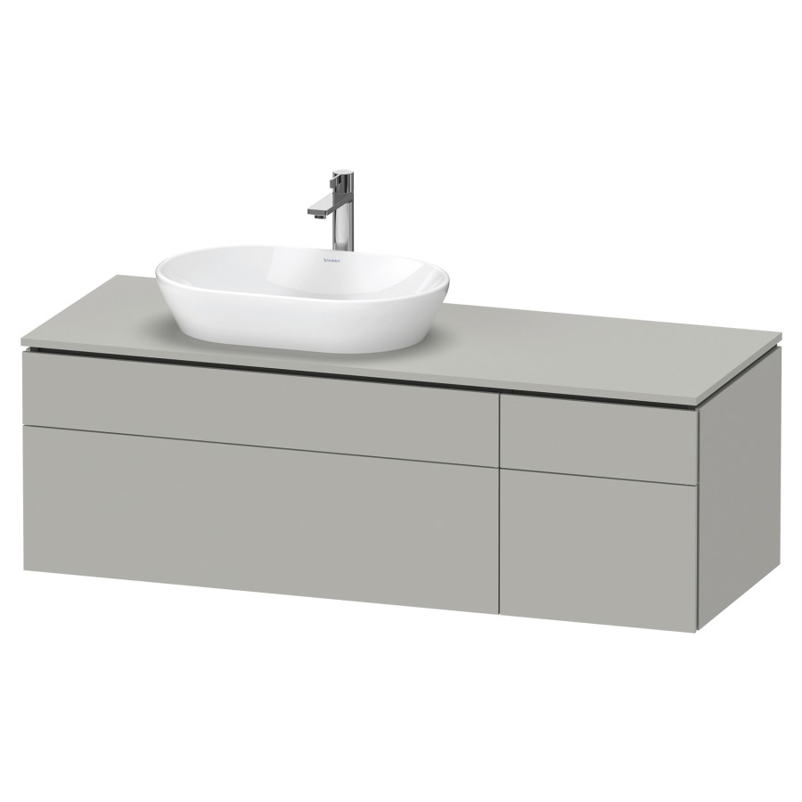 Élément inférieur L-CUBE
142,0 x 48,2 x 55,0 cm
suspendu, 2 éléments à chacun
2 tiroirs, pour lavabo
à gauche, découpe de siphon
inclus