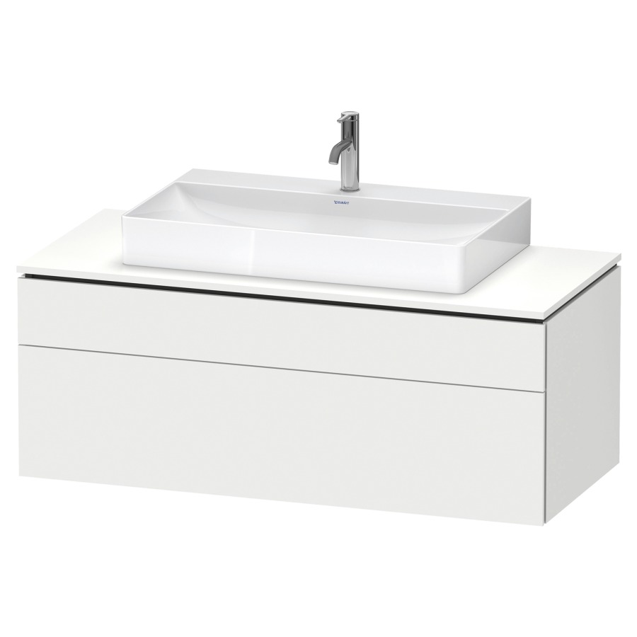 Élément inférieur L-CUBE
122,0 x 48,2 x 55,0 cm
suspendu, élément à 2 tiroirs
découpe de siphon inclus