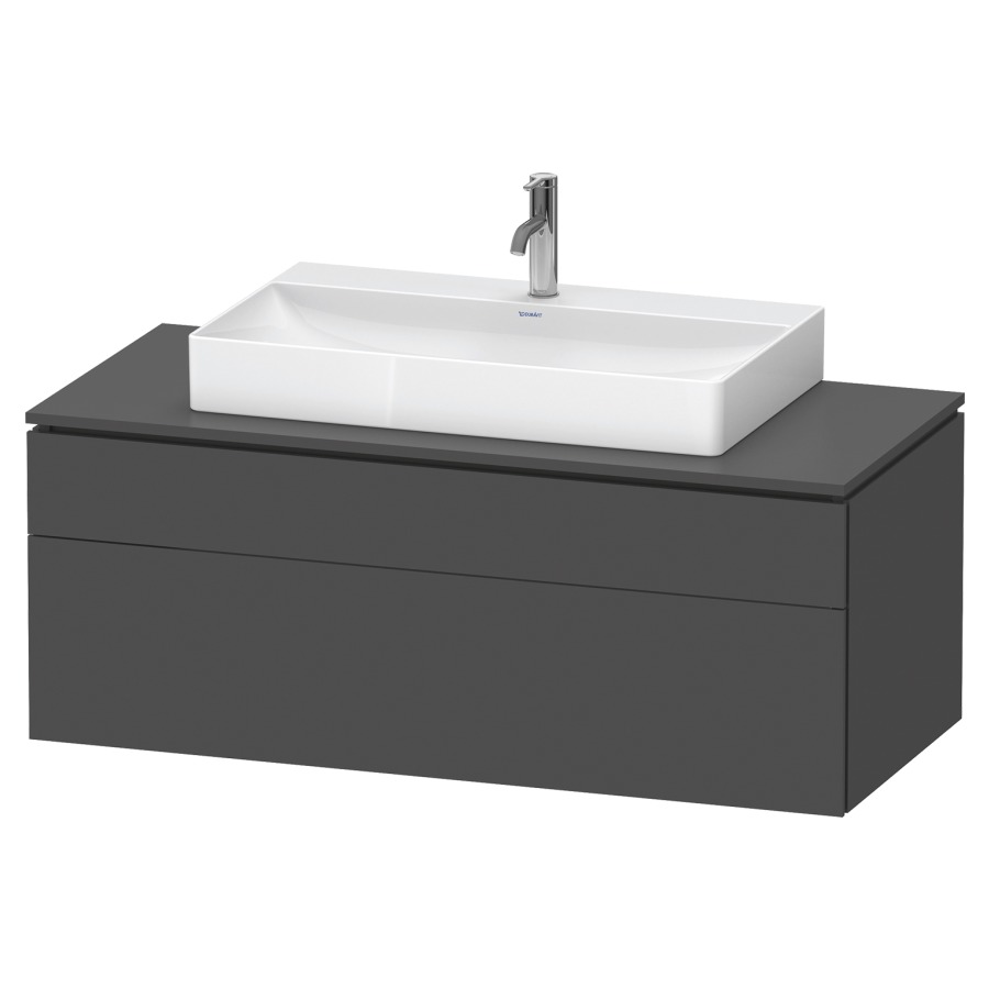 Élément inférieur L-CUBE
122,0 x 48,2 x 55,0 cm
suspendu, élément à 2 tiroirs
découpe de siphon inclus