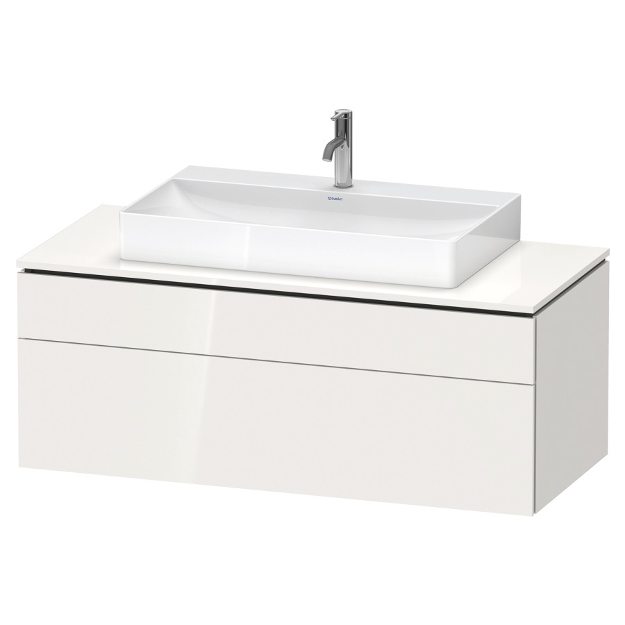 Élément inférieur L-CUBE
122,0 x 48,2 x 55,0 cm
suspendu, élément à 2 tiroirs
découpe de siphon inclus