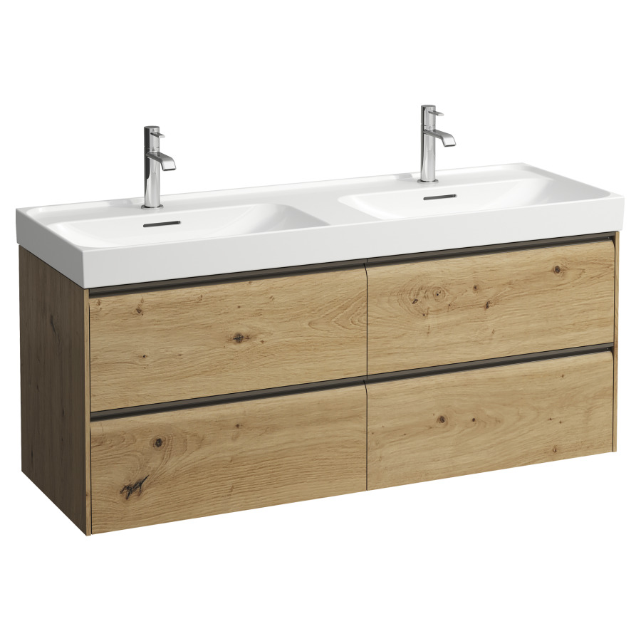 Élément inférieur MEDA
128,4 x 51,5 x 44,8 cm
2 éléments à chacune 2 tiroirs
pour lavabo double 213 161/162