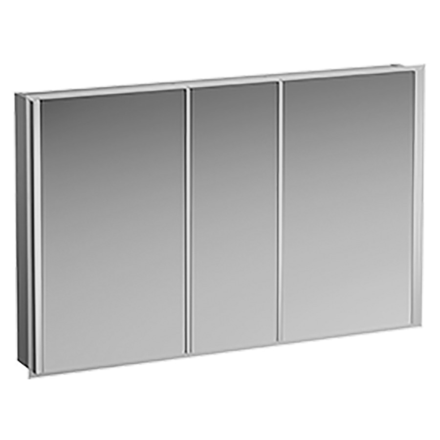 Armoire de toilette
FRAME 25 LED
120,0 x 75,0 x 15,0 cm
3 portes à double miroir
2 prises, éclairage d'ambiance
en bas, éclairage LED vertical
4000 Kelvin, 2x 14 W, IP44
