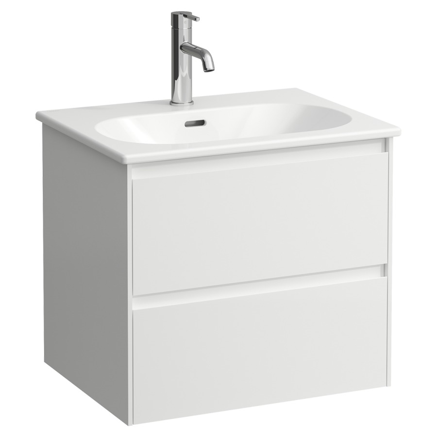 Combinaison de meuble LUA
60 x 52.5 x 45.5 cm
élément de tiroir, 2&nbsp;tiroirs
avec lavabo en céramique blanc
avec trop-plein