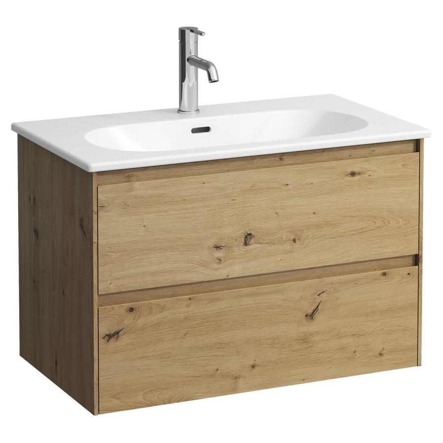 Combinaison de meuble LUA
80 x 52.5 x 45.5 cm
élément de tiroir, 2&nbsp;tiroirs
avec lavabo en céramique blanc
avec trop-plein