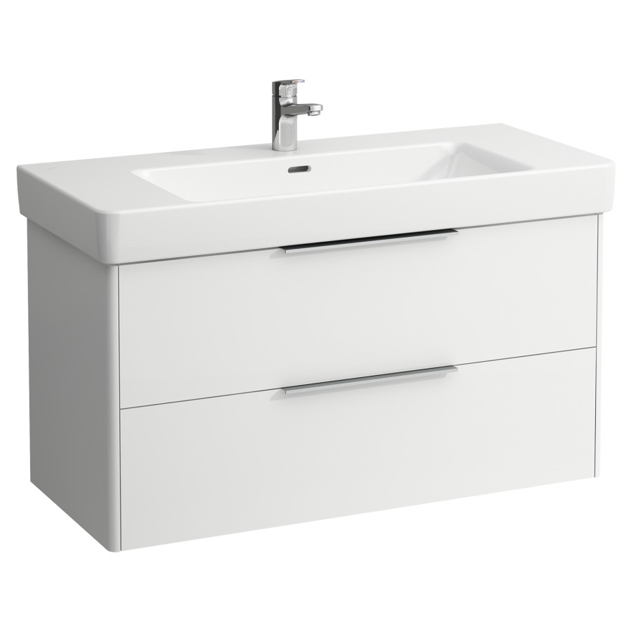 Élément inférieur BASE
101,0 x 53,0 x 44,0 cm
élément à 2 tiroirs
pour lavabo 212 077