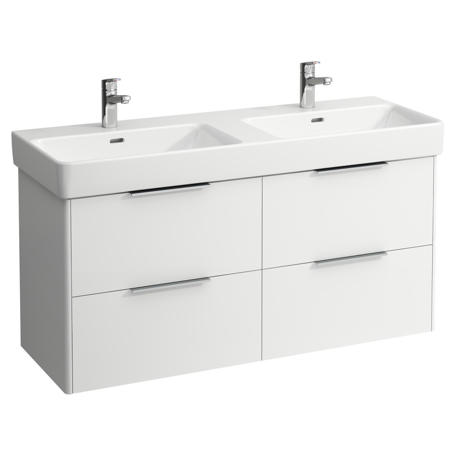 Élément inférieur BASE
126,0 x 53,0 x 44,0 cm
2 éléments à chacun 2 tiroirs
pour lavabo double 214 073