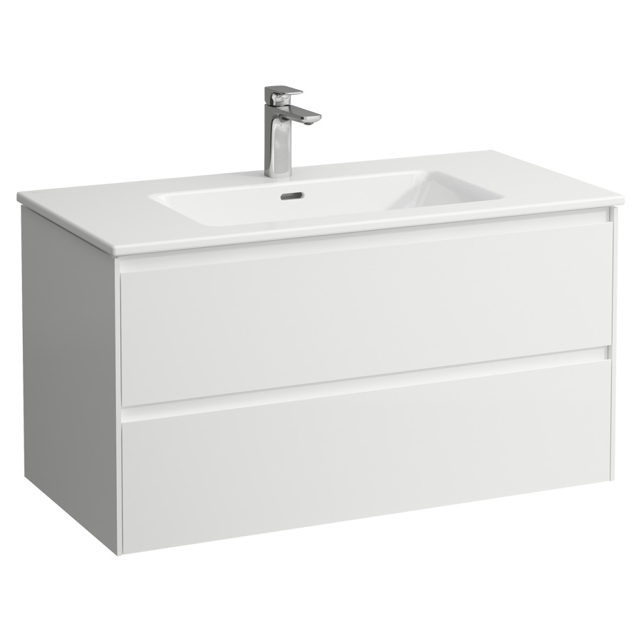 Combinaison de meuble Pro X
100 x 53.5 x 50 cm
élément de tiroir Lani, 2&nbsp;tiroirs
avec lavabo en céramique blanc
avec trop-plein