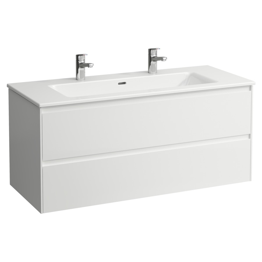 Combinaison de meuble Pro X
120 x 54 x 50 cm
élément de tiroir Lani, 2&nbsp;tiroirs
avec lavabo en céramique blanc
avec trop-plein