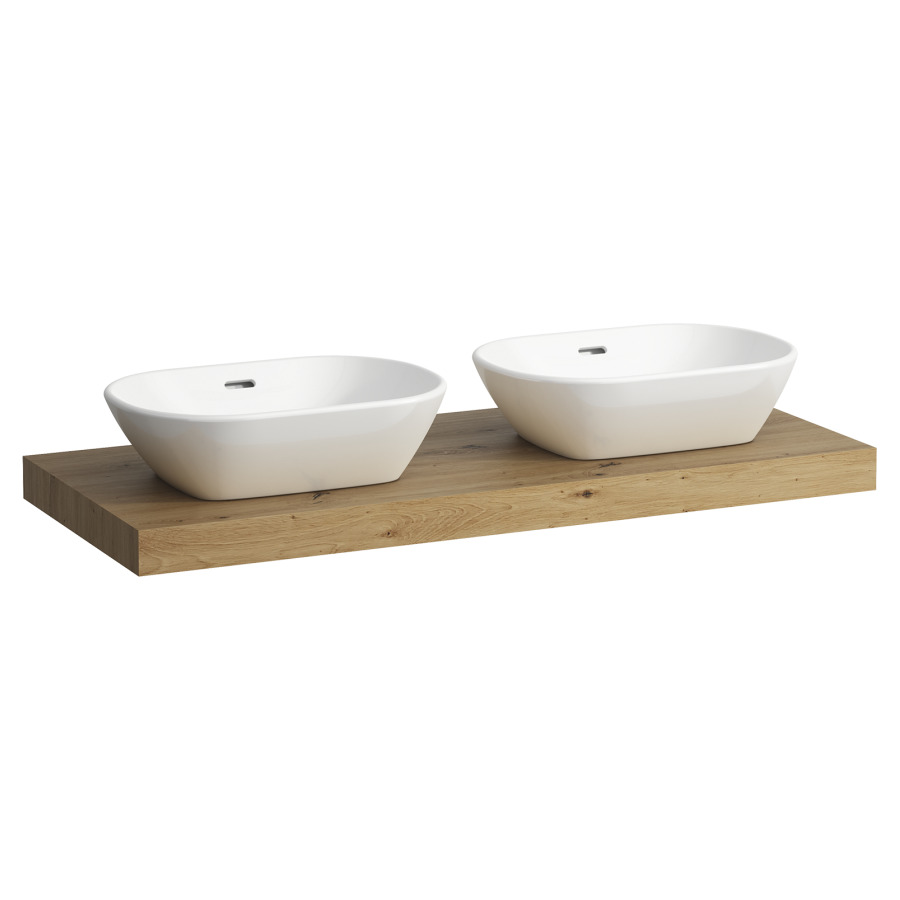 Table de lavabo LANI
118,5 x 6,5 x 49,5 cm
pour lavabo à poser
2 découpes, incl. 2 consoles