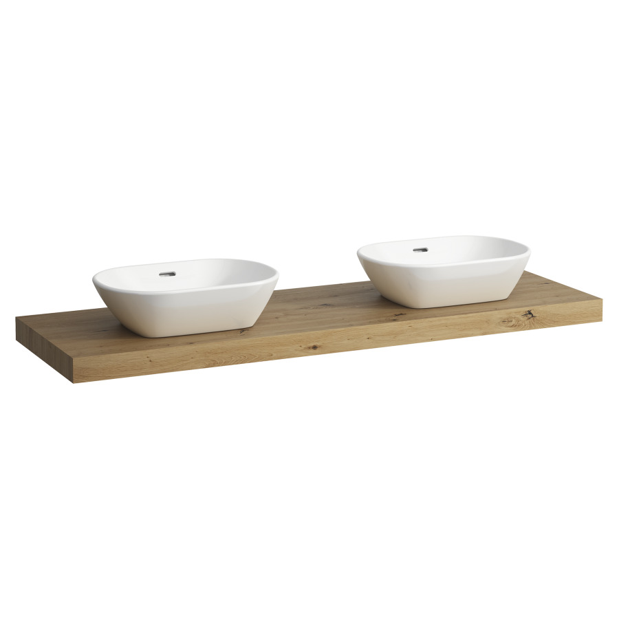 Table de lavabo LANI
157,0 x 6,5 x 49,5 cm
pour lavabo à poser
2 découpes, incl. 3 consoles