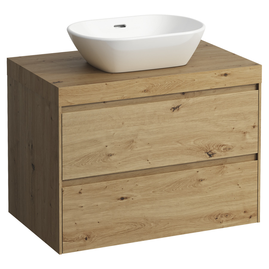 Meubles de lavabo LANI
78,5 x 58,0 x 49,5 cm
table de lavabo chêne
pour lavabo à poser découpe au
centre, élément à 2 tiroirs