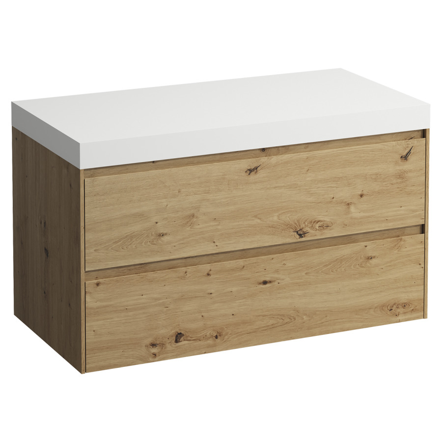 Meubles de lavabo LANI
98,5 x 58,0 x 49,5 cm
table de lavabo blanc mat
sans découpe de lavabo
élément à 2 tiroirs