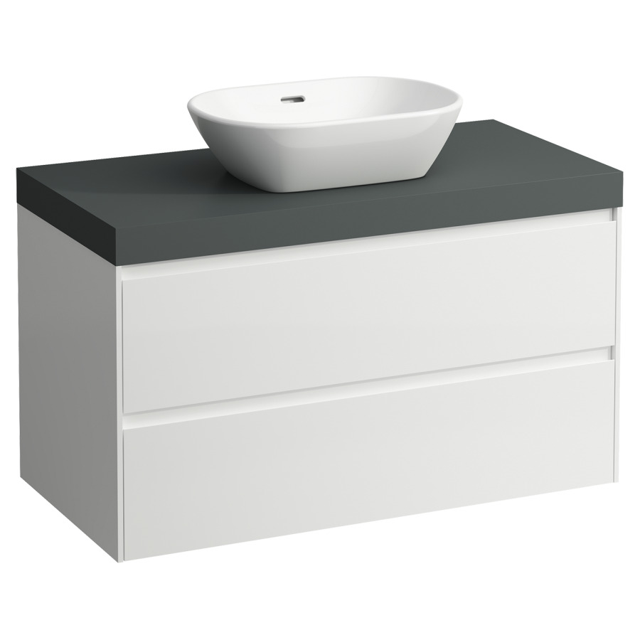 Meubles de lavabo LANI
98,5 x 58,0 x 49,5 cm
table de lavabo gris
pour lavabo à poser découpe au
centre, élément à 2 tiroirs