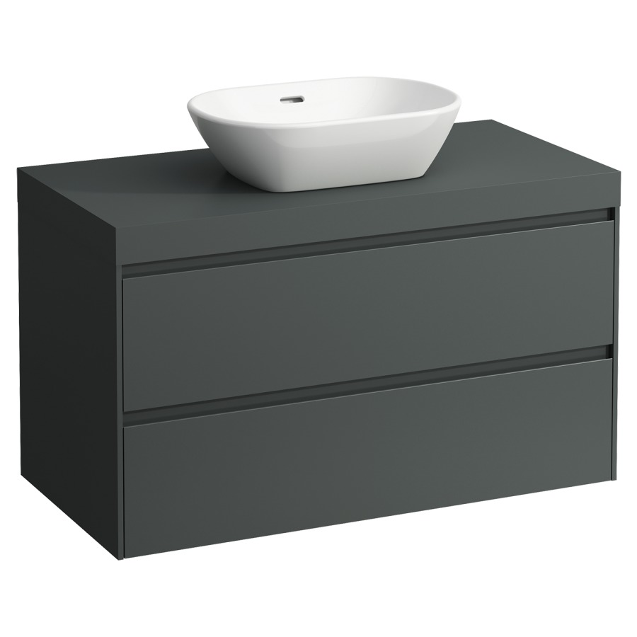 Meubles de lavabo LANI
98,5 x 58,0 x 49,5 cm
table de lavabo gris
pour lavabo à poser découpe au
centre, élément à 2 tiroirs