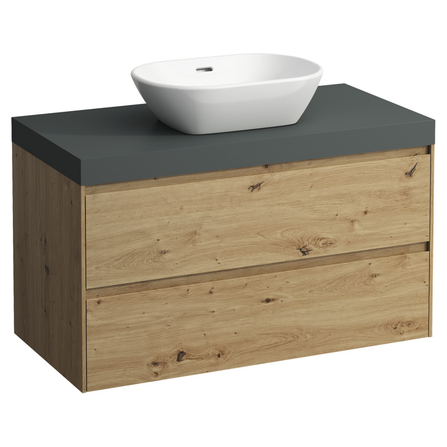 Meubles de lavabo LANI
98,5 x 58,0 x 49,5 cm
table de lavabo gris
pour lavabo à poser découpe au
centre, élément à 2 tiroirs