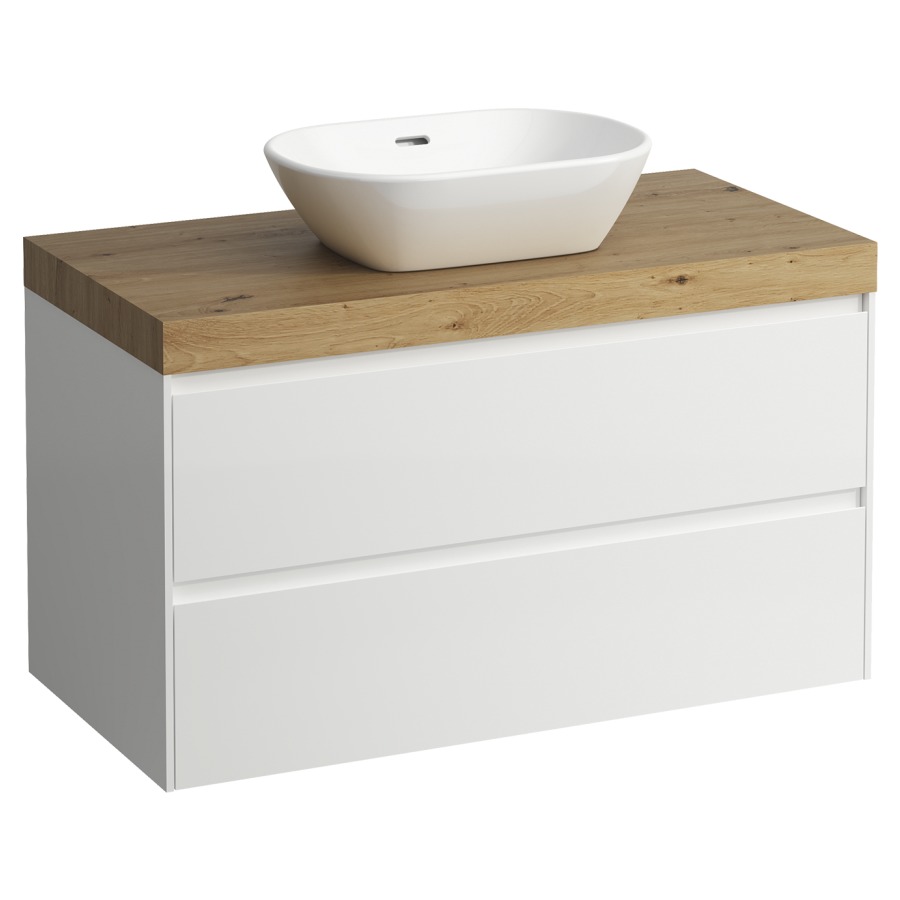 Meubles de lavabo LANI
98,5 x 58,0 x 49,5 cm
table de lavabo chêne
pour lavabo à poser découpe au
centre, élément à 2 tiroirs