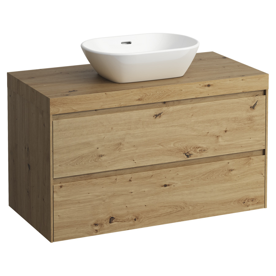 Meubles de lavabo LANI
98,5 x 58,0 x 49,5 cm
table de lavabo chêne
pour lavabo à poser découpe au
centre, élément à 2 tiroirs